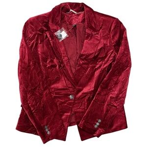 WHBL White House Black Market Elegant Red Velvet Women's Blazer Sz 14